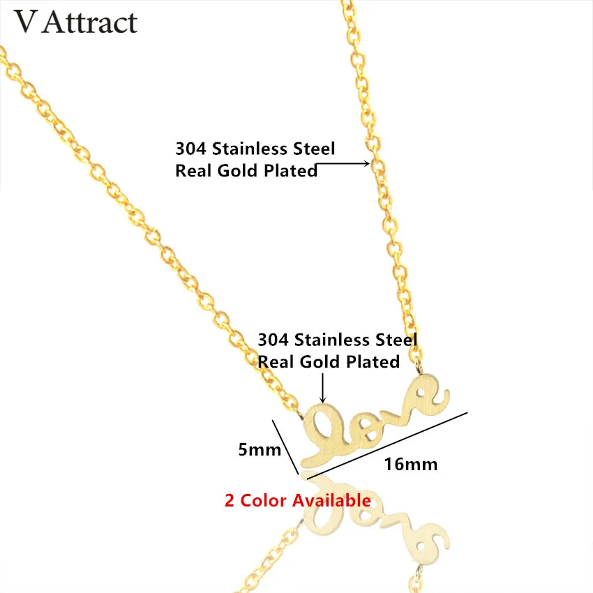 V Attract Fashion Wedding Jewelry Stainless Steel Love Letter Necklaces Gold Color Statement Choker Necklace For Bride | Украшения и