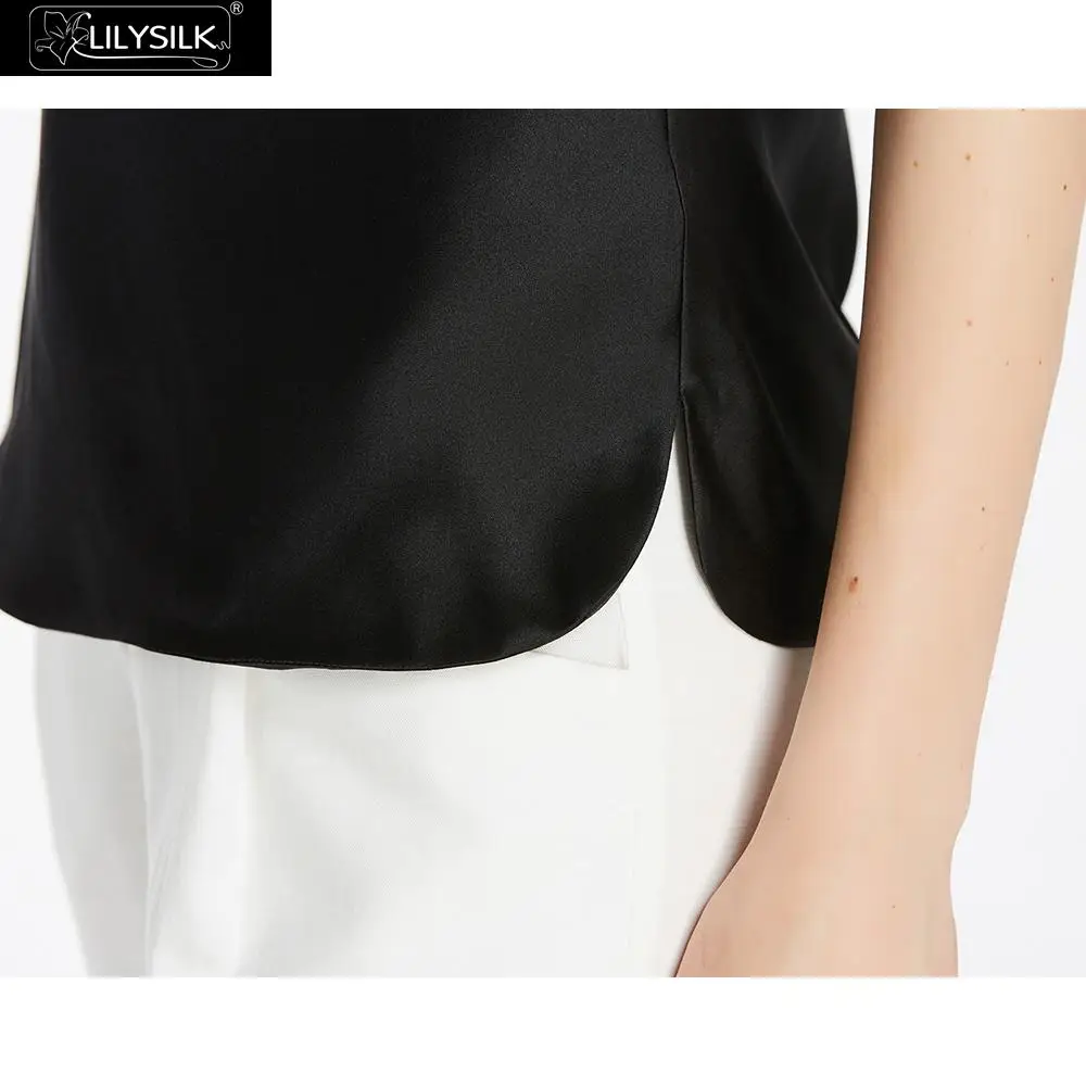LILYSILK Women's 16mm Black Scoop Neck Silk Tank Shirt Black|tank shirt|silk tanktank shirt women |