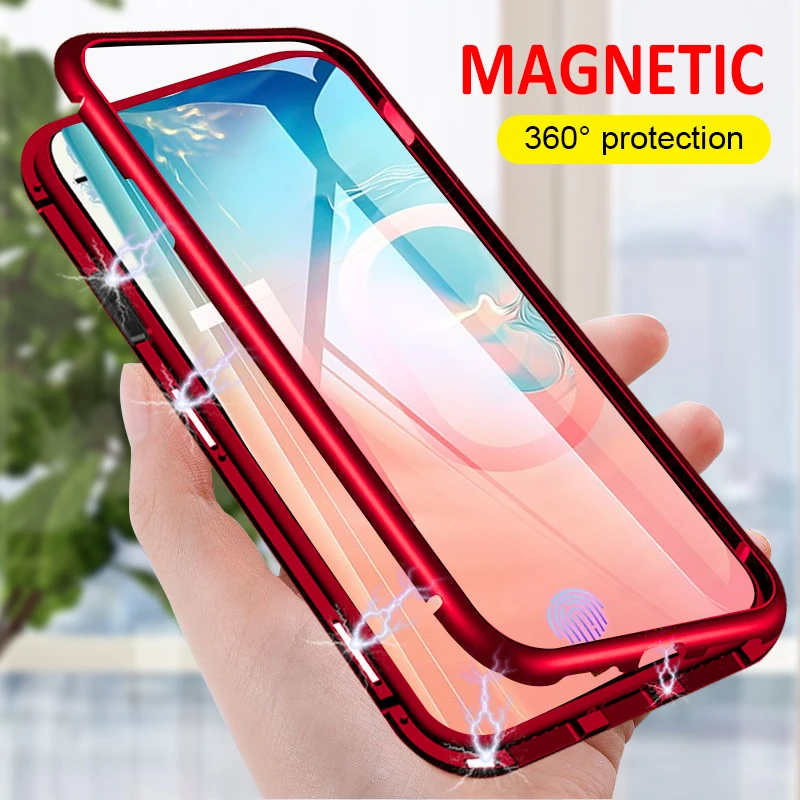 360 Роскошный металлический магнитный чехол на samsung Galaxy S9 S8 S10 Plus Note 9 8 флип Крышка