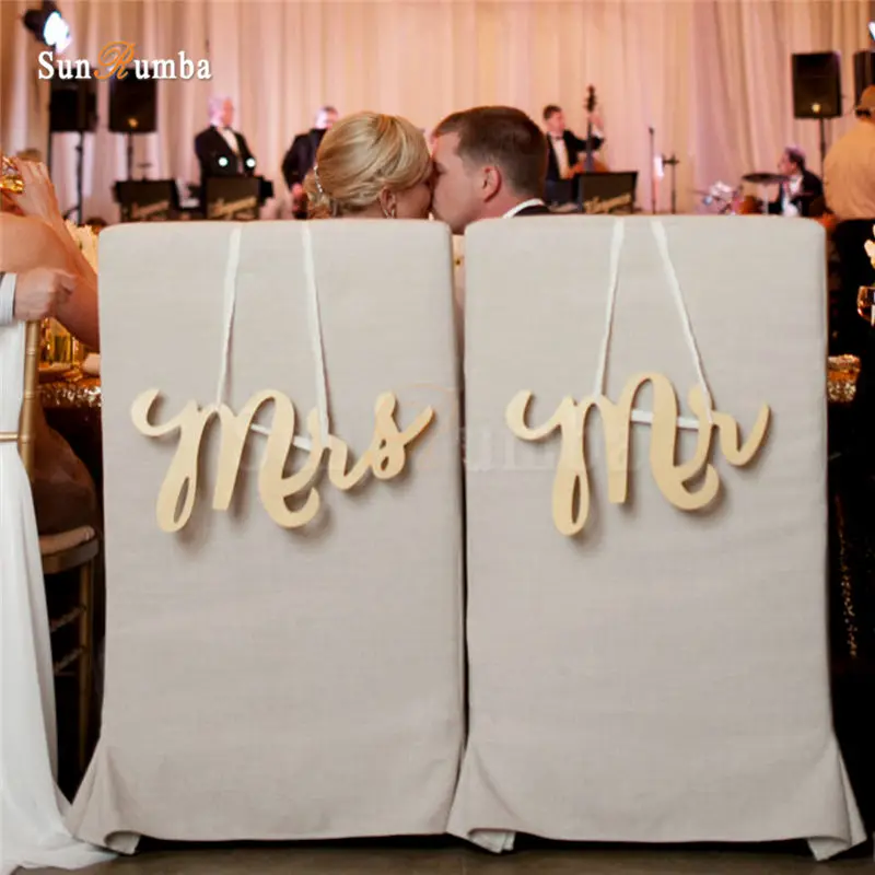 2 шт./компл. деревенский Свадебный знак идеи декора для кресел мистер и миссис