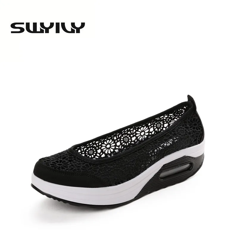 Кружевная дышащая женская обувь с полукруглой подошвой удобные кроссовки без
