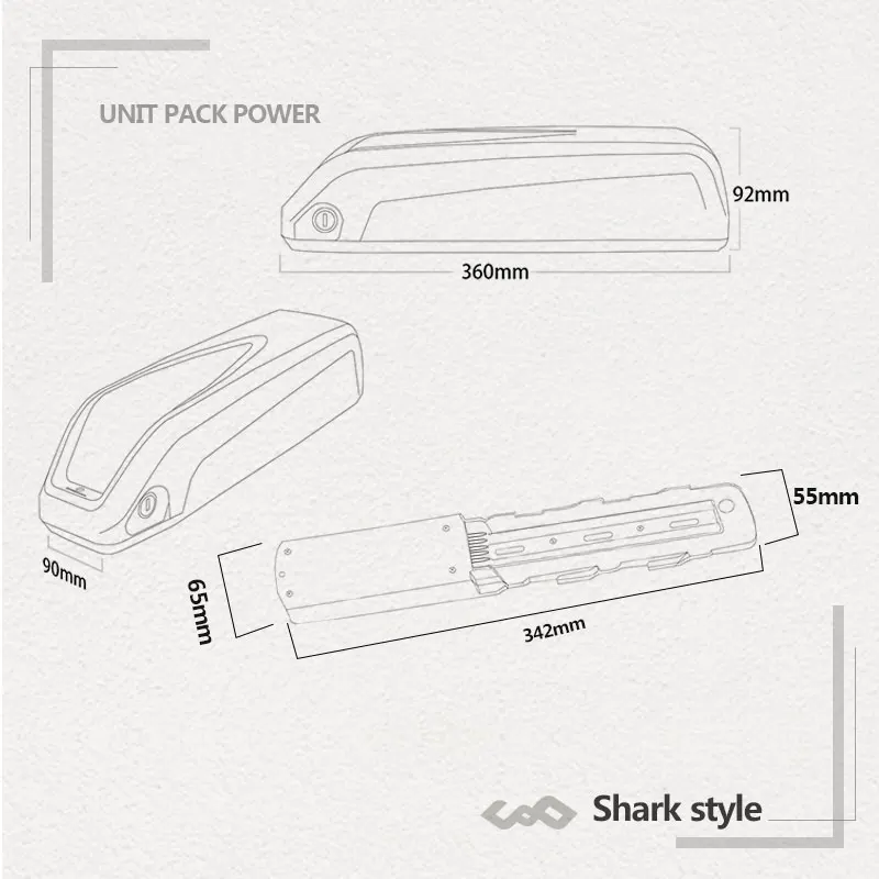 

36Volt Hailong Shark 500W Lithium-ion eBike battery pack Samsung 18650 Cell 20A BMS electric bike for Bafang Motor Kit