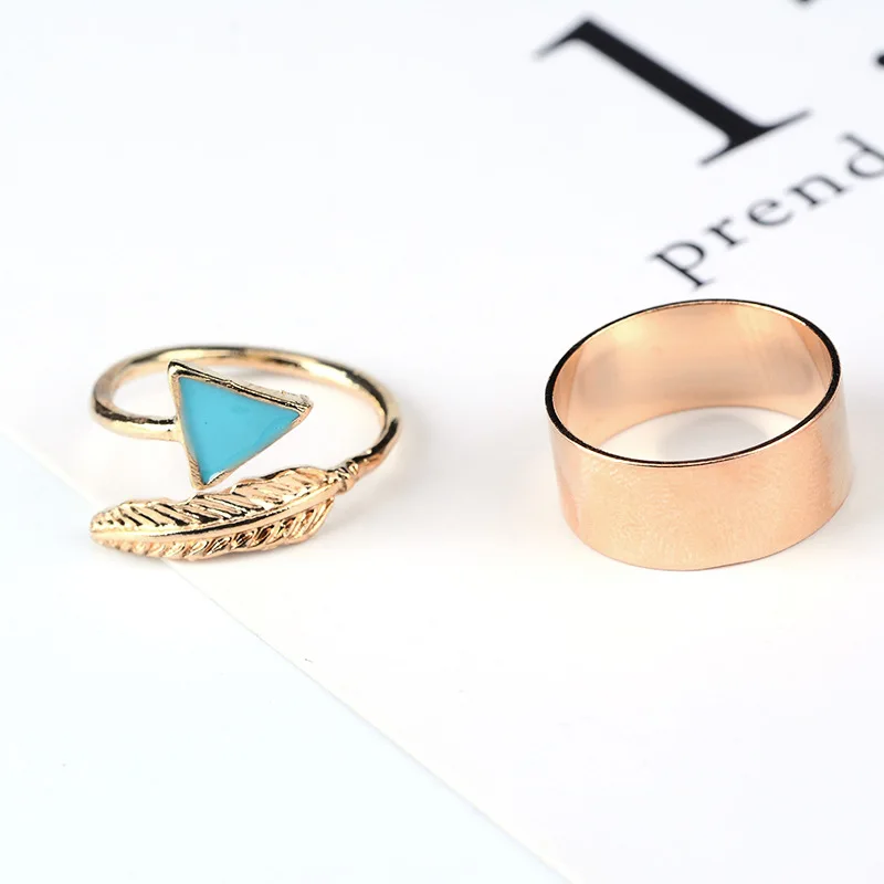 2017 хит набор колец металлическое перо золотистого цвета Круглый 4 шт./компл.