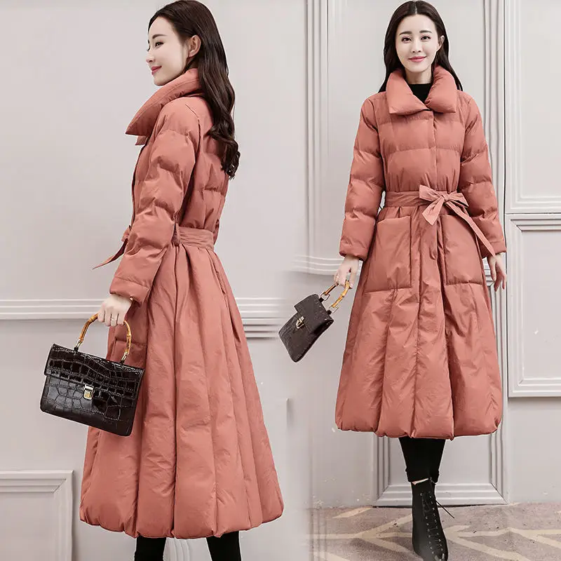 

New Fashion Elegant Down Cotton Coat Women Long Parka Winter Jacket Women Slim Thicken Cotton Wadded Jacket Chaqueta Mujer C4693