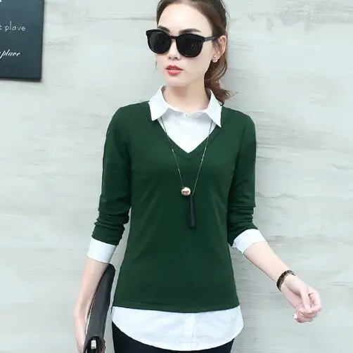 Блузки новинка 2020 рубашка женские топы блузка из двух частей осенняя женская с