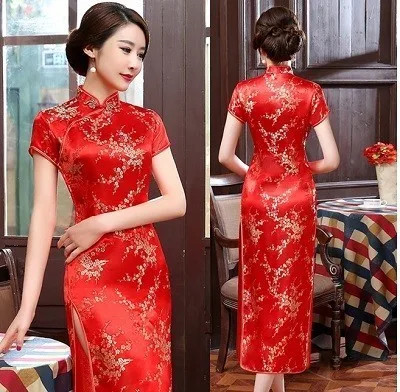 Red Церемониальные платья Cheongsam длинная консультация клиентская служба двери отеля Добро пожаловать работа Восточный одежда церемониальный халат Longue Femme - Цвет: Red