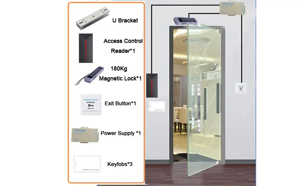 RFID система контроля допуска к двери комплект 125 кГц EM считыватель карт электрический замок для двери 5 шт. ID Брелоки кнопка выхода питания