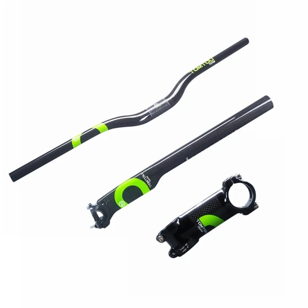 Rise Handlebar Sets TOMTOU горных велосипедов руль комплект углеродного волокна горизонтальный/один-образный руль+ нарушая ветер+ подседельный стволовых зеленый-TC2T09 - Цвет: Rise Handlebar Sets