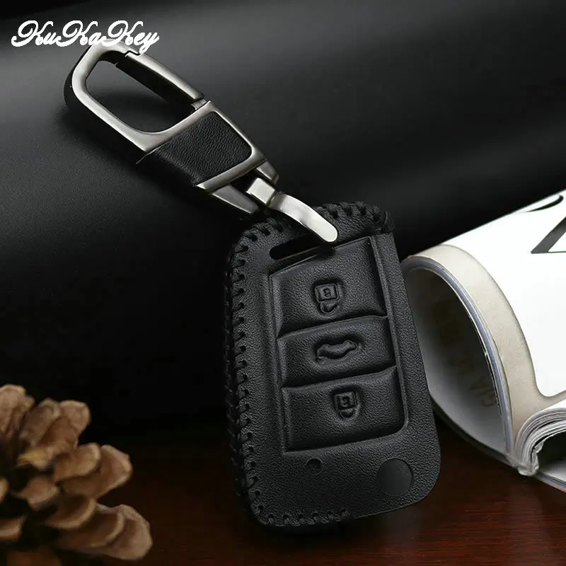 Кожаный чехол для автомобильного ключа KUKAKEY сиденья Leon Ibiza CUPTRA Skoda Octavia VW Polo 2016 golf 7