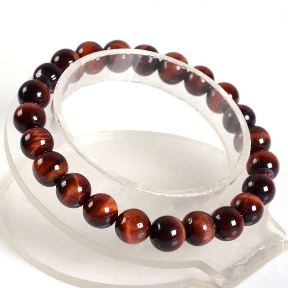 

Wholesale 5PCS 10mm Red tiger eye round beads stretchable bracelet 7.5"