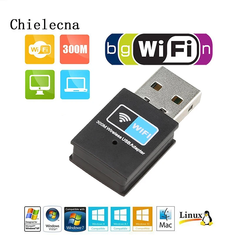 Chielecna Высокоскоростной 300 Мбит/с мини USB Wifi беспроводной адаптер 802 11 B/G/N сетевая