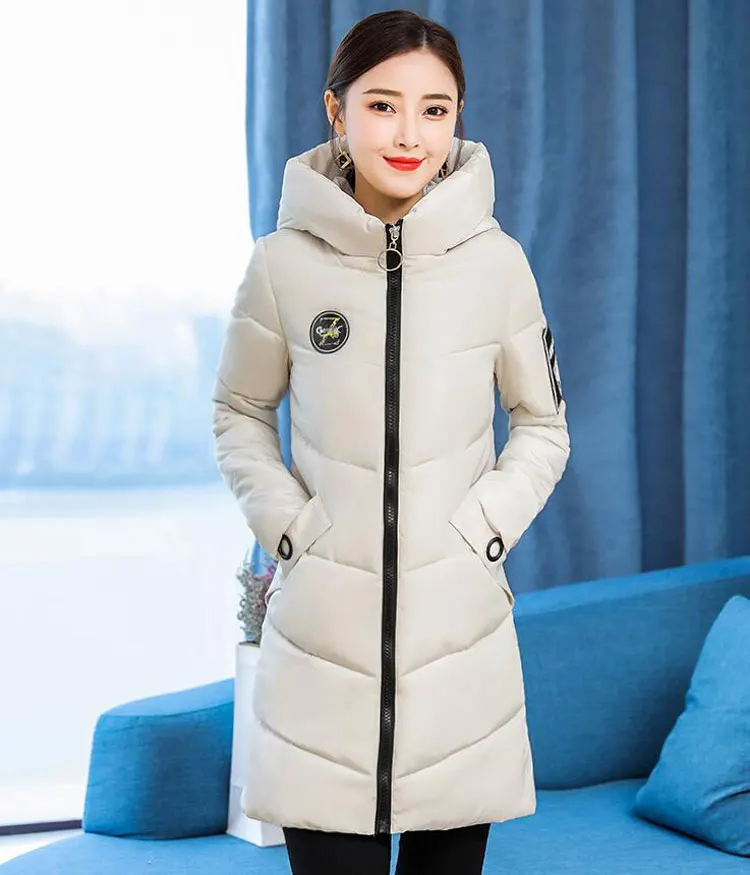 Для женщин 90% Белое пуховое пальто средней длины пуховик Зимняя Толстая теплая