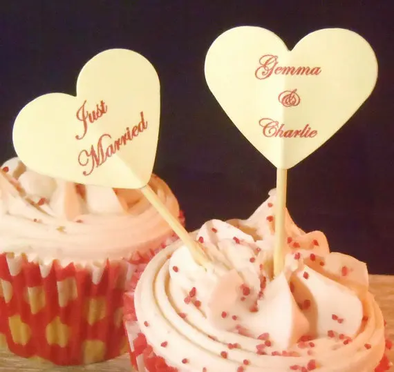 Персонализированные печатные элементы в форме сердца фотография топперы для