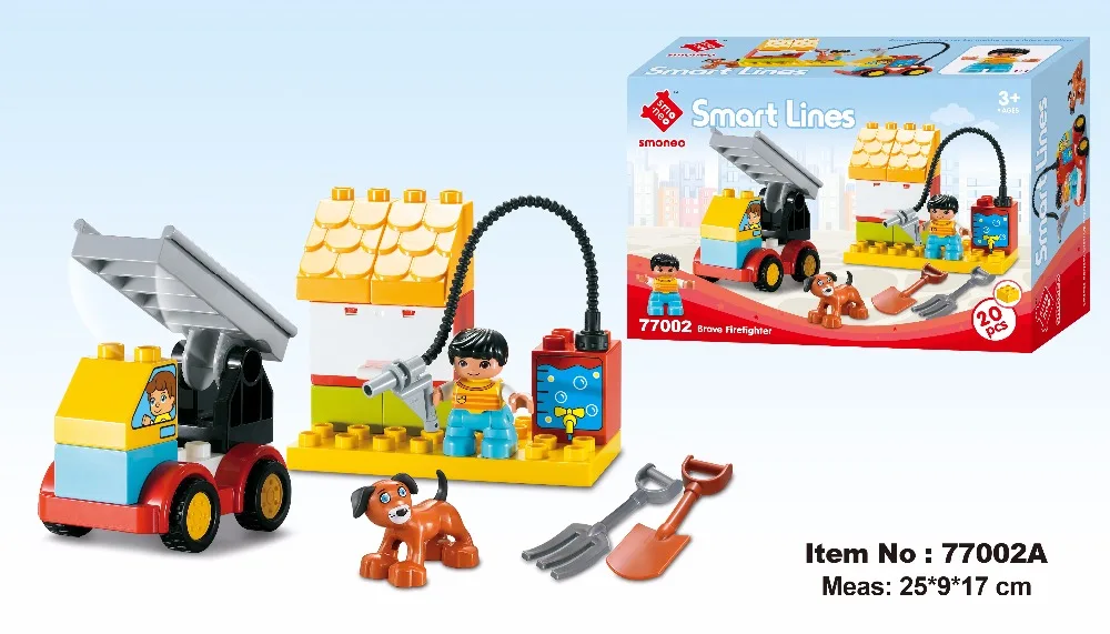 SMONEO 20 шт. 77002A DIY Smart Line Brave Firefighter Car Story строительные блоки большого размера кирпичи