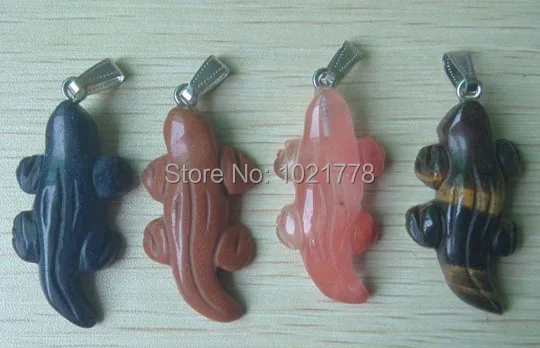 2017 модные резные подвески из смешанного натурального камня в форме крокодила с