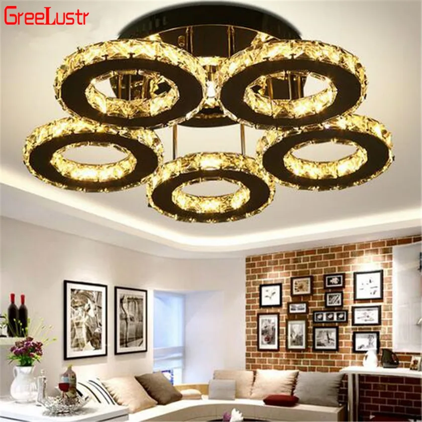 Crystal Rings Ceiling Lights Modern lamp ceiling Luminaire plafonnier for Living Room Led Lustres Indoor home decor Lights