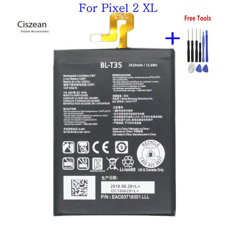 Battery Plus Tools Ciszean 1x3520 mAh 3,85 V DC BL-T35 сменная батарея для LG Google 2 Pixel 2 XL батареи - Цвет: Battery Plus Tools