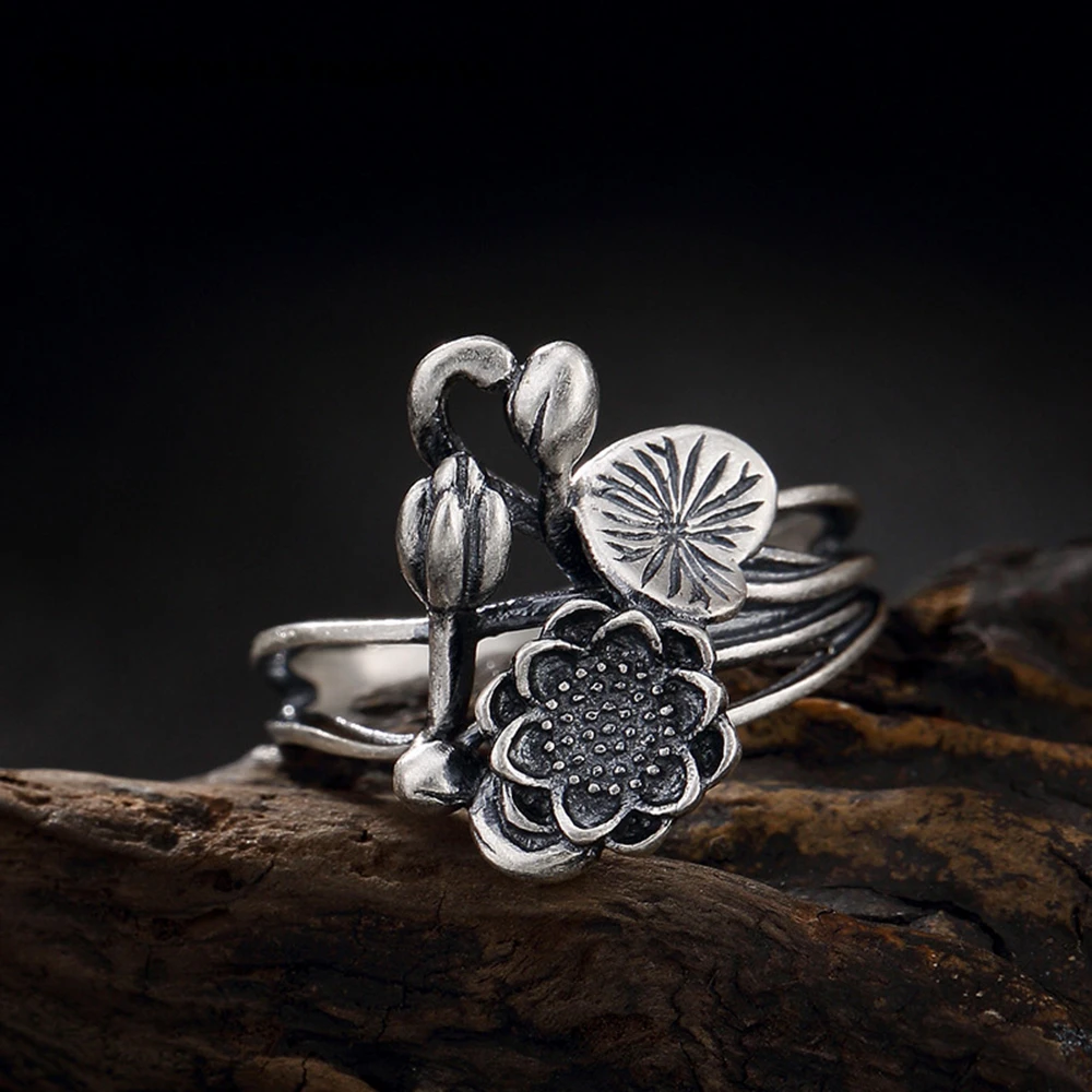 925 Серебряное кольцо, винтажное ювелирное изделие, амулет Anillos, цветы, минимализм, креативный подарок на день рождения, уникальный подарок, кольца для женщин, Boho