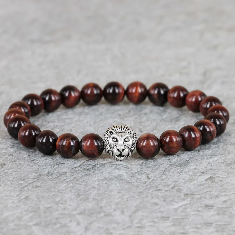 Новинка 2017 браслеты из бисера 8 мм натуральный красный тигровый глаз каменные