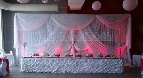 

2017 роскошный чистый белый свадебный сценический занавес с романтическим свадебным фоном