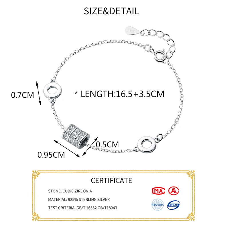 INZATT, настоящее 925 пробы, серебряный, полый, Круглый, циркон, браслет для очаровательных женщин, вечерние, классика, хорошее ювелирное изделие,, аксессуары, подарок