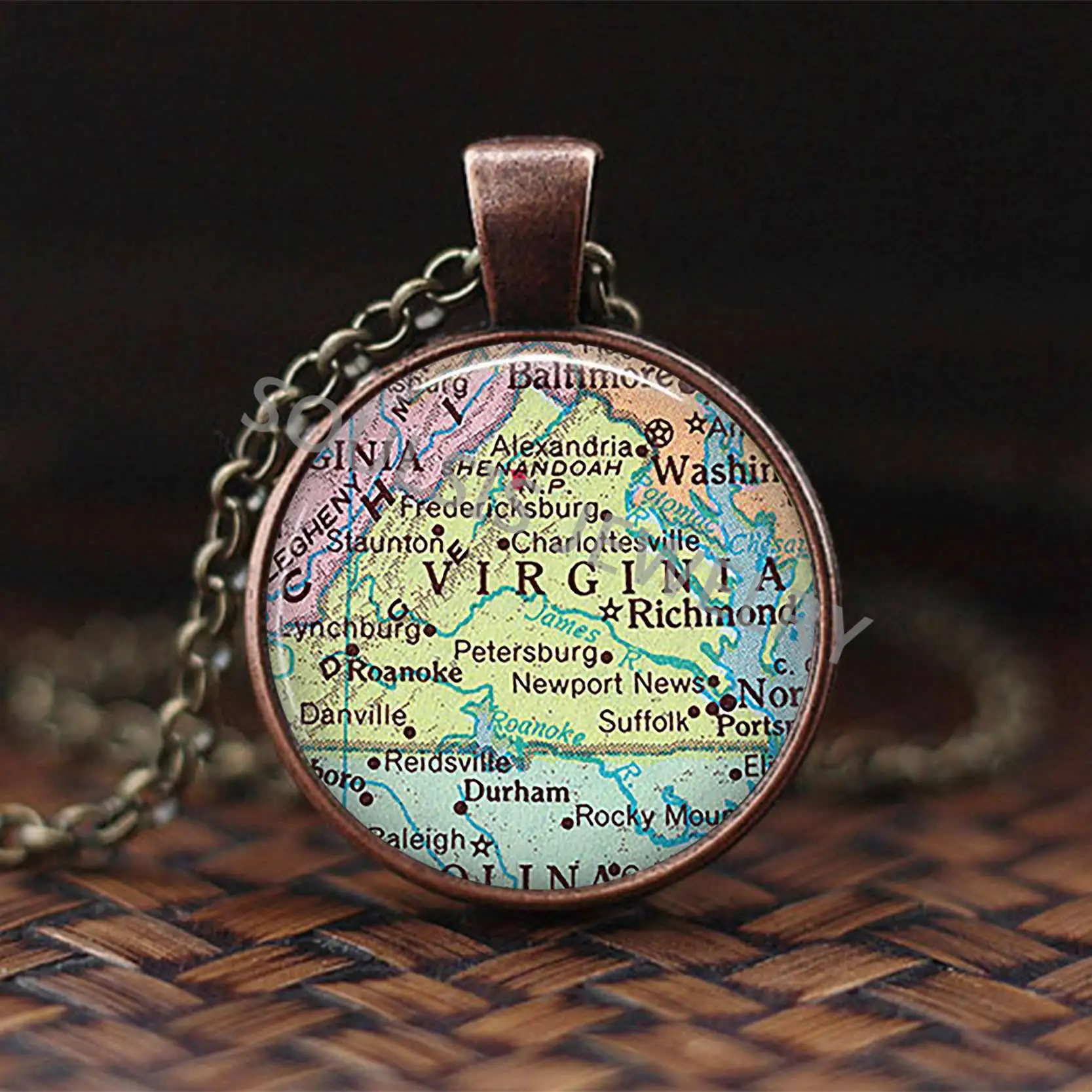 New Glass Dome Necklace Map Pendant Jewelry US State of Nebraska Vintage Handmade Cabochon Christmas Gift | Украшения и