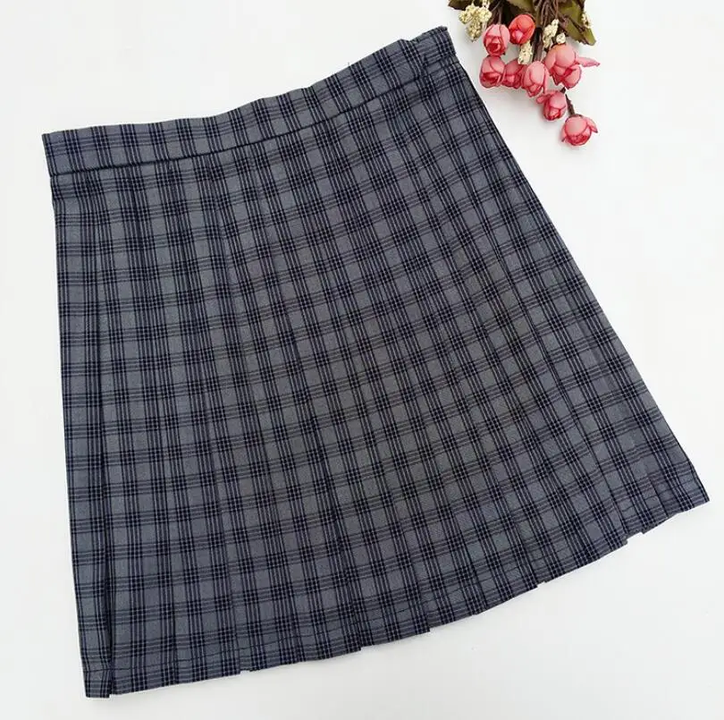 NAVY SKIRT Разноцветная клетчатая юбка, школьная форма, костюм Jk, клетчатая юбка в стиле Лолиты для девочек, плиссированная юбка в клетку, JKA2 - Цвет: NAVY SKIRT