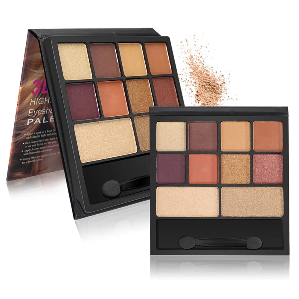 10 цветов мерцающие матовые тени для век Палитра Косметическая кисть набор