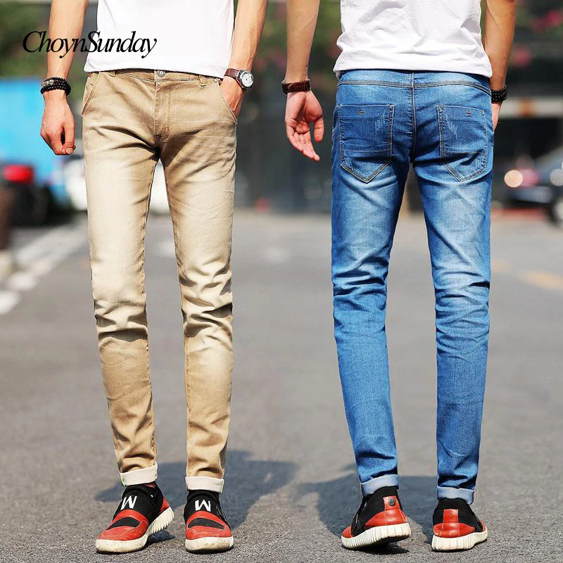 Горячая новинка ChoynSunday модные джинсы стрейч черные мужские тонкие однотонные