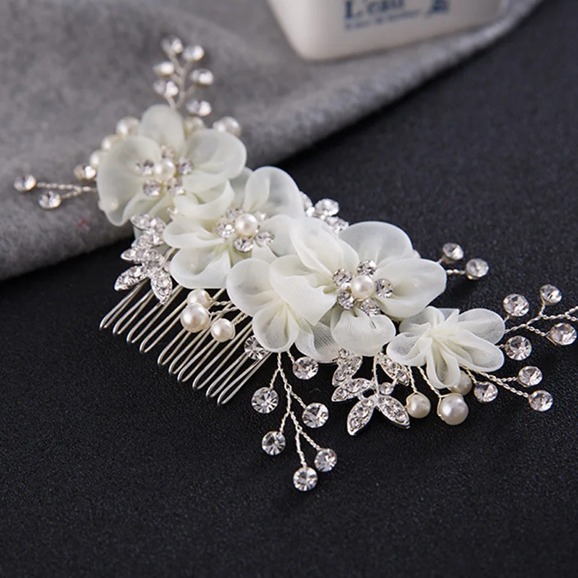 Аксессуары для волос невесты посеребренные Свадебные украшения ручной работы