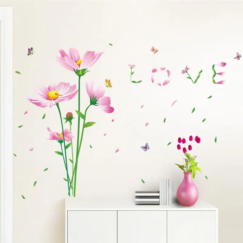 

Beautiful Daisy flowers love wall home decorative stickers wedding bedroom mural art 3d wallpaper back 060.