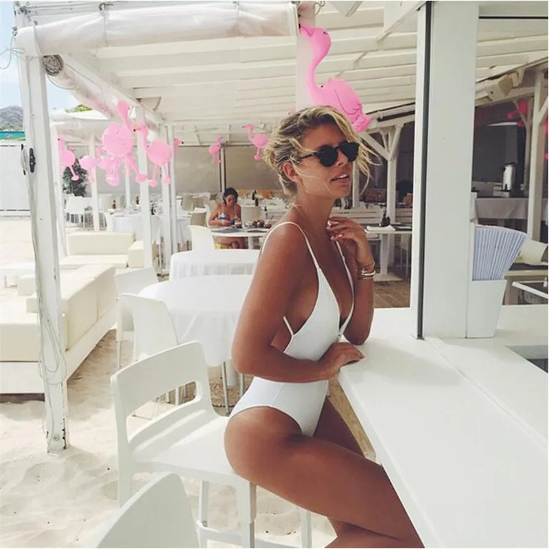 Женский купальник с открытой спиной SHUMEIZI сексуальный цельный низким вырезом на