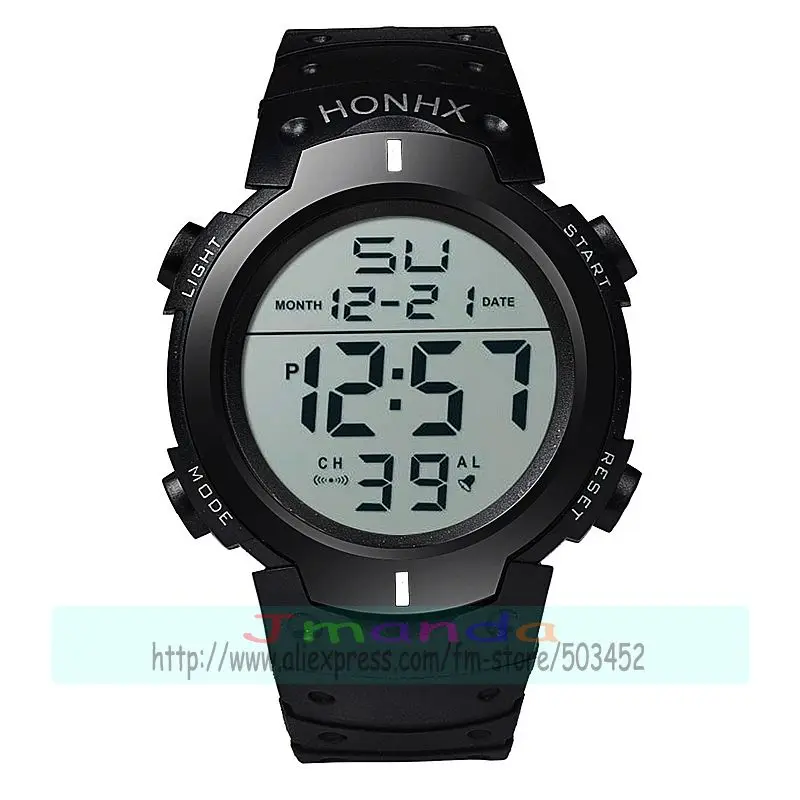 white 100 шт./лот, HONHX-9001-1, новые цифровые часы с большим круглым циферблатом для детей, горячая Распродажа, высококачественные силиконовые часы с черным ремешком - Цвет: white