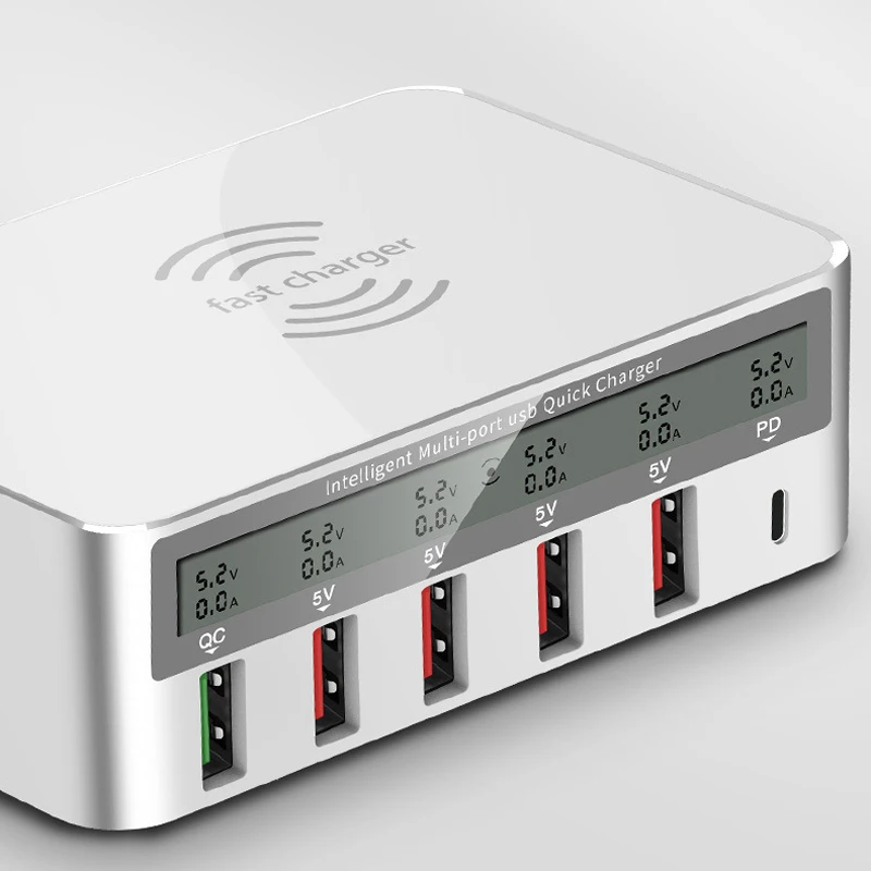 6 Port QC3.0 Type-C PD Smart Universal USB Wireless Combined Charger Adapter Station Hub | Мобильные телефоны и
