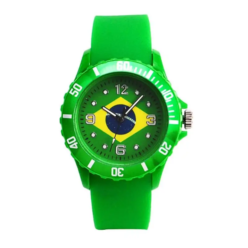 Football Style Women Men Watch Unisex Silicone Band Fashion Sports Flags Quartz Watches Wristwatch