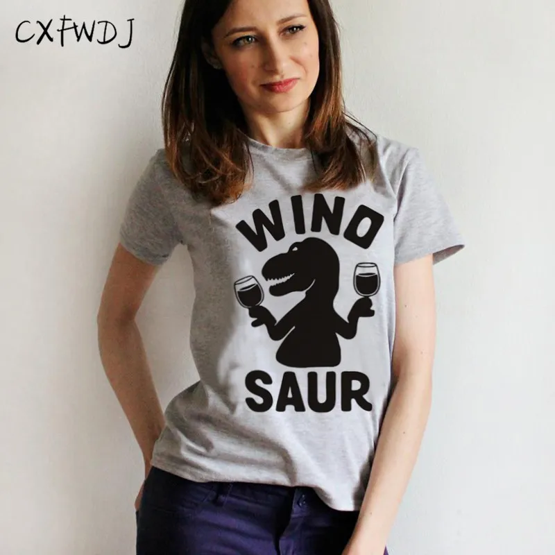 Летняя футболка тренд личность новое письмо WINO SAUR цифровая печать женская