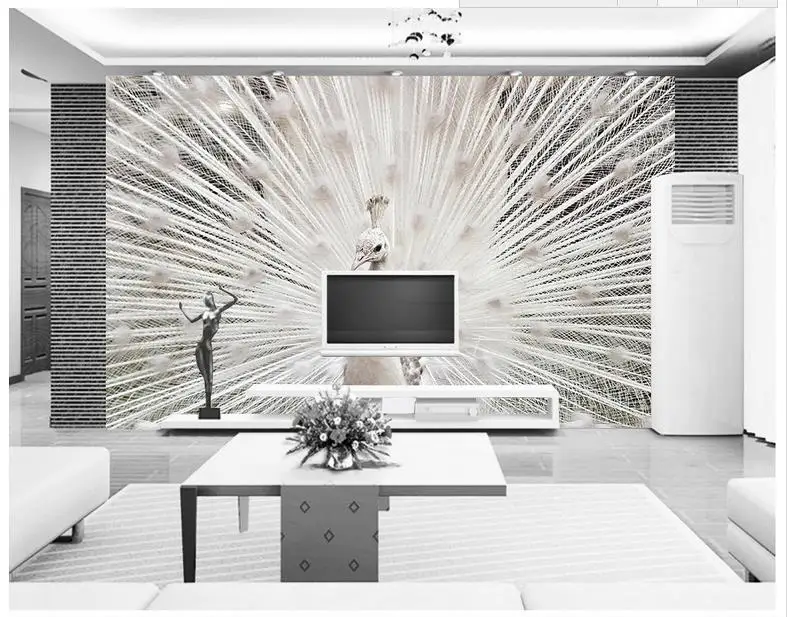 

3d photo wallpaper custom 3d murals wallpaper Animals wall paper Solid white peacock background wall murals 3d living room decor