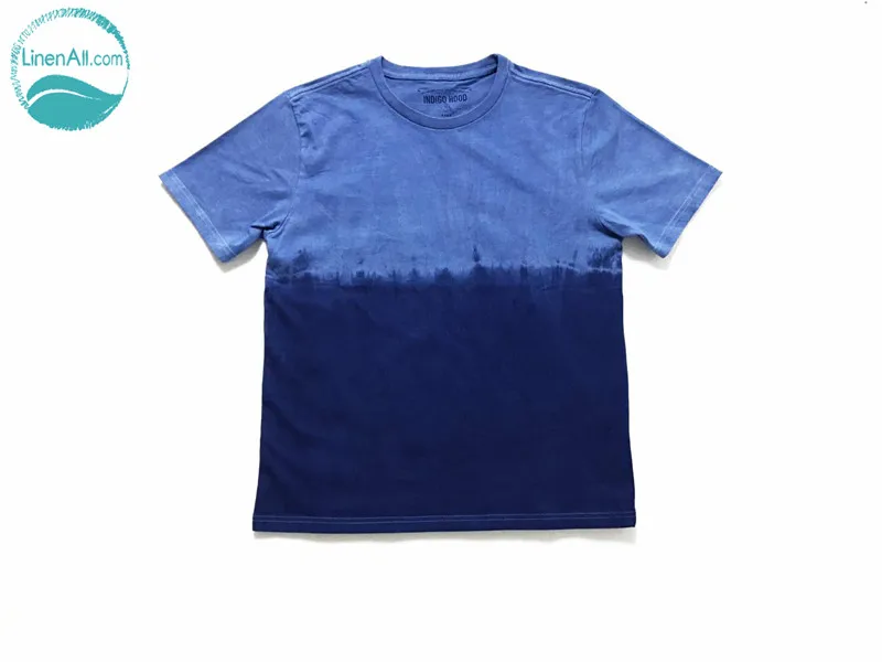 Мужская футболка LinenAll с капюшоном цвета индиго 100% хлопок|male t-shirt|t-shirt men cottonmen t-shirt |