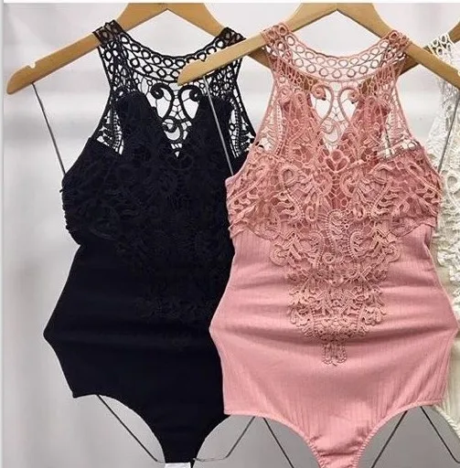 Кружевное боди Розовый комбинезон для женщин розовый черный моно Mujer Verano