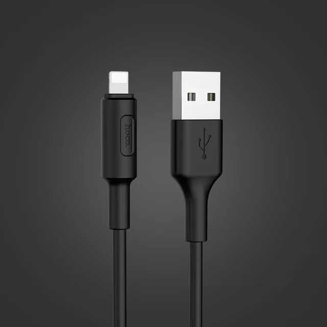HOCO USB кабель для iPhone X XS Max XR 2A Быстрая зарядка Lightning Кабель для iPhone 6 7 8 Plus USB кабель для зарядки телефона - Цвет: Черный
