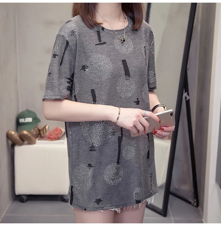 Nkandby размера плюс, Топы И Футболки в горошек для женщин, повседневные свободные базовые футболки с коротким рукавом, с принтом, более размера, футболки Mujer