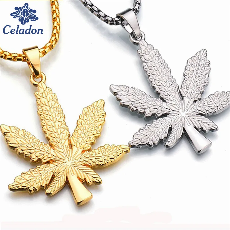 Новый Панк Золотой Цвет регги Ямайка кленовые листья длинное ожерелье венетум