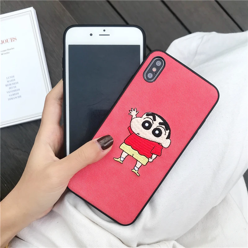 WTSZKL Чехол для мобильного телефона с вышивкой из мультипликационной ткани iPhone Xs Max