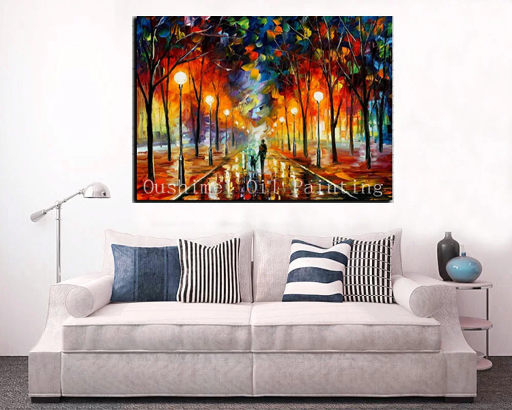 Ручная роспись впечатление пейзаж современный березовый лес Картина на холсте