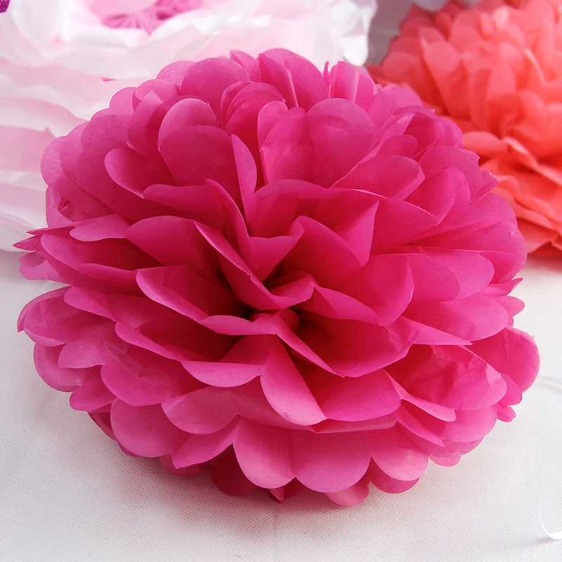 Fushia 1 шт., помпон, тканевая бумага, помпоны, Цветочные шары для свадьбы, украшение комнаты, детский душ, вечерние принадлежности, сделай сам бумага для рукоделия - Цвет: Fushia