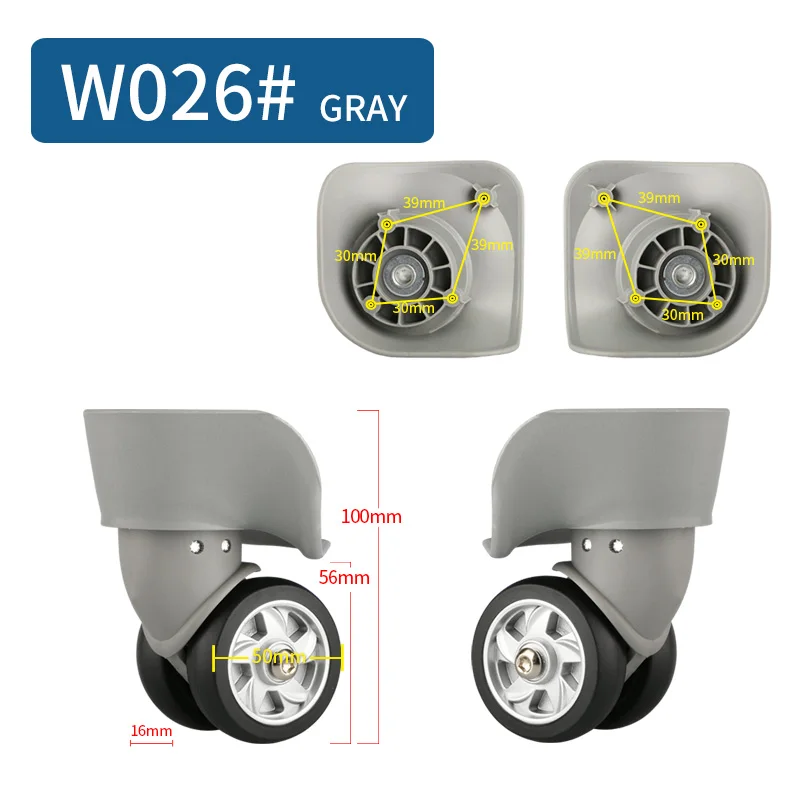 W026(2 Wheels)Gray 14-30 дюймов Чехол для костюма на колесиках, универсальные аксессуары для багажа, чехол для костюма на колесиках, запчасти, высокое качество, чехол на колесиках, ролики - Цвет: W026(2 Wheels)Gray