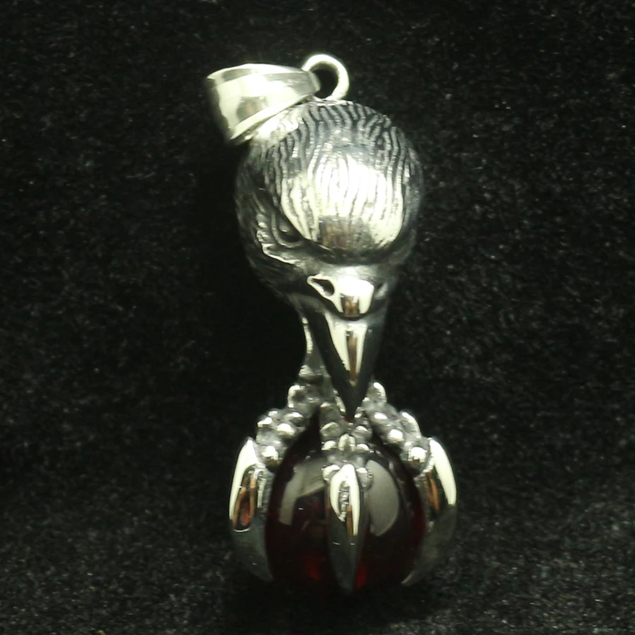 

316L Stainless Steel Coo Punk Gothic Cool Black Red Stone Big Bird Pendant