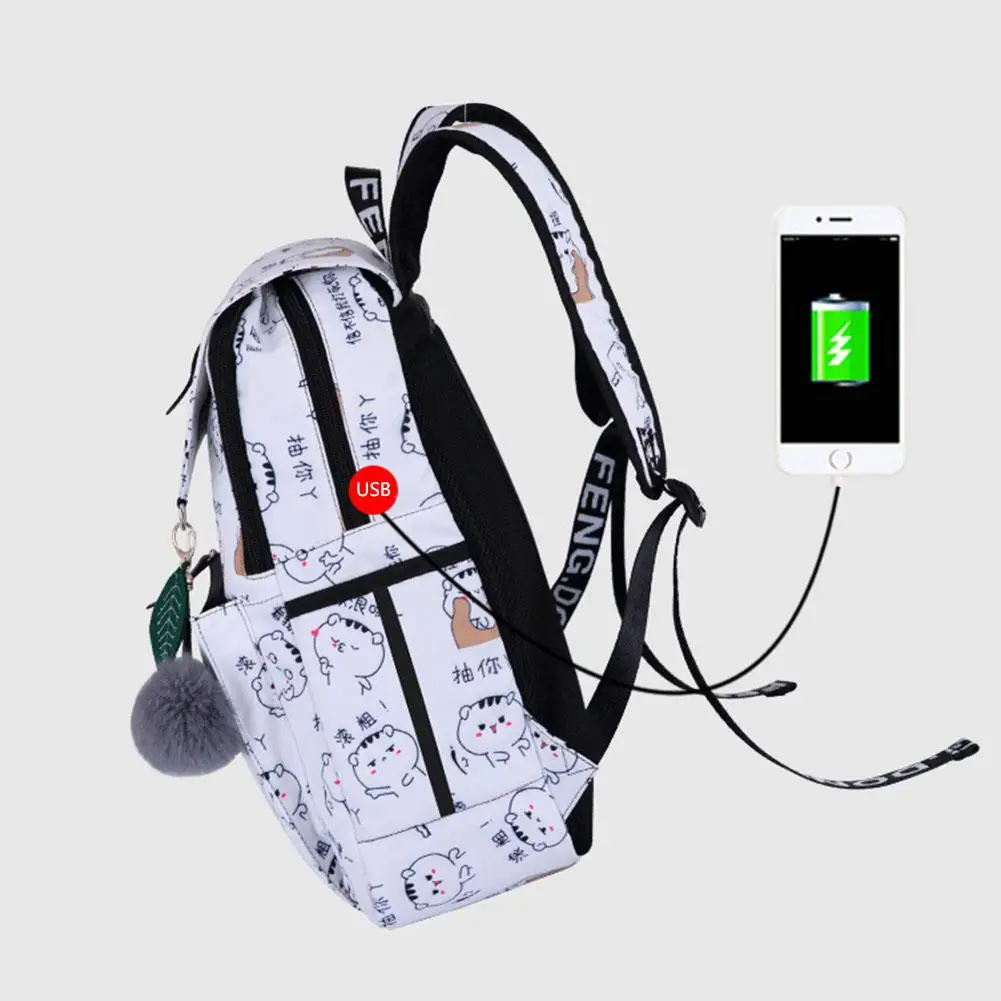 Женский рюкзак Banabanma повседневный с usb портом модный подвеской в виде пушистого