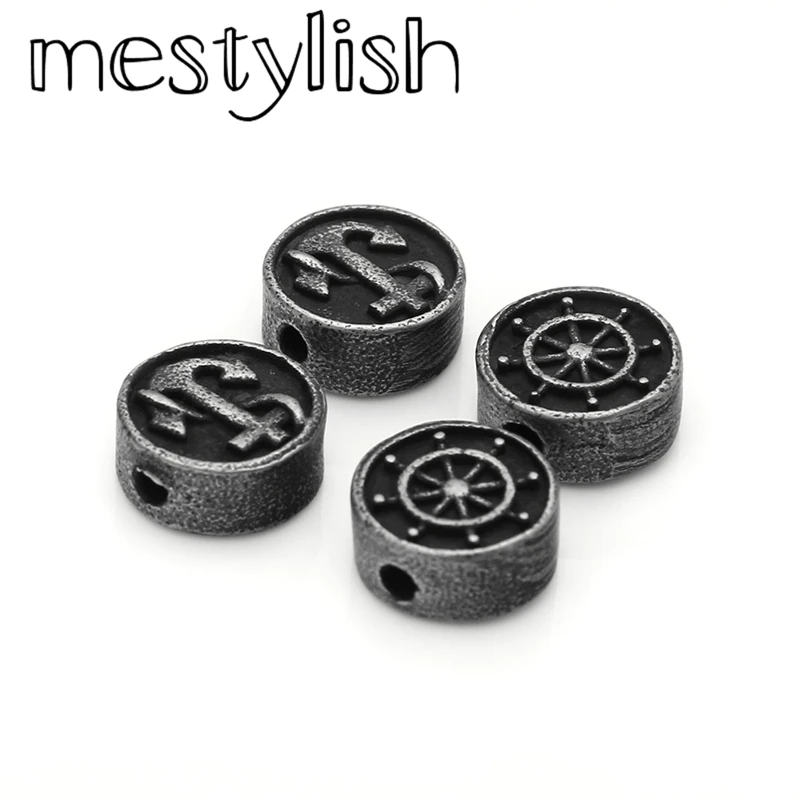 Mestyling 10 шт./лот 5*11 мм антикварные бусины из нержавеющей стали крест/якорь/лошадь