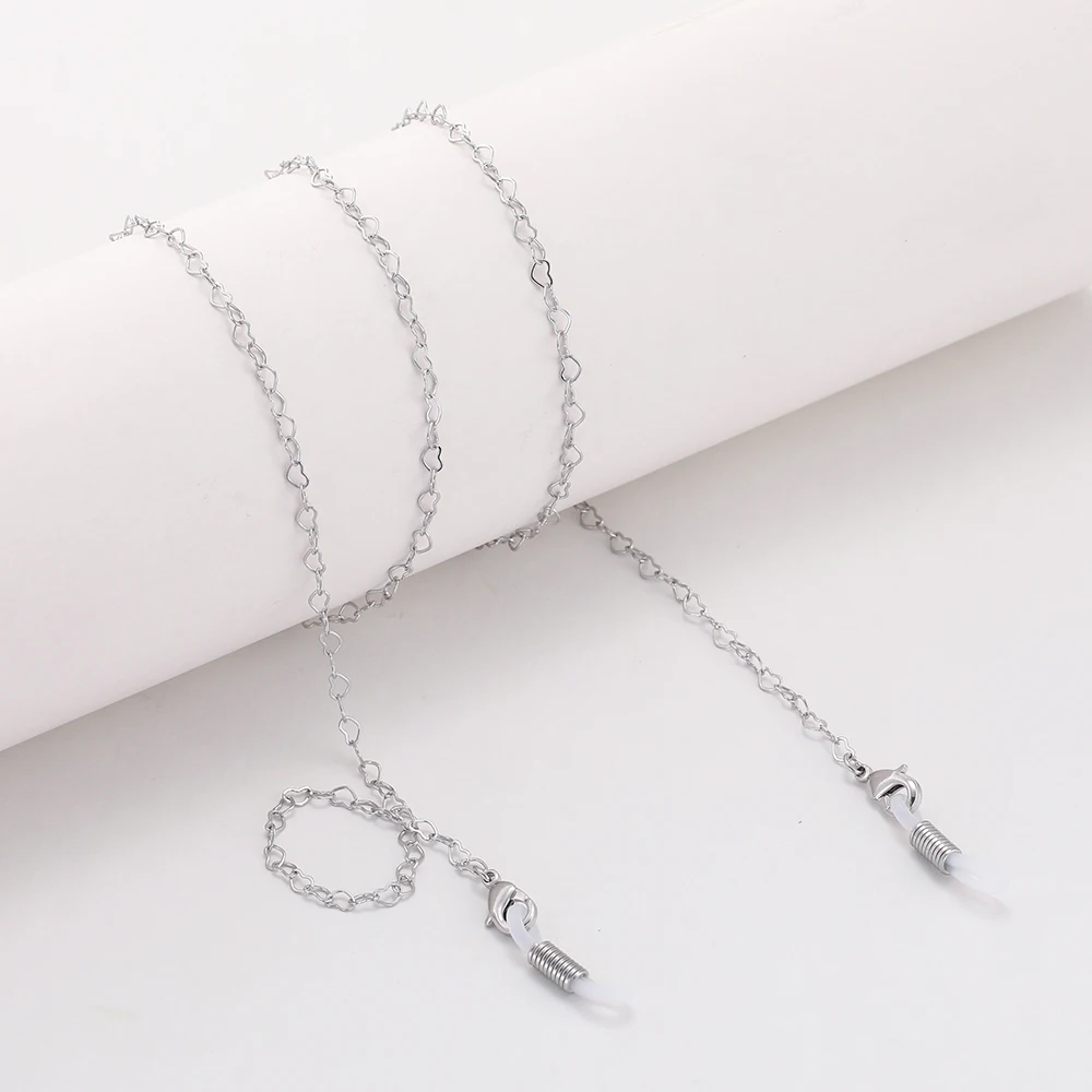 Silver-White SKYRIM сердце стекло es цепь шнур держатель шеи ремень веревка глаз Стекло es веревка Золотой Серебристый шнурок для женщин для чтения стекло от солнца es - Цвет: Silver-White
